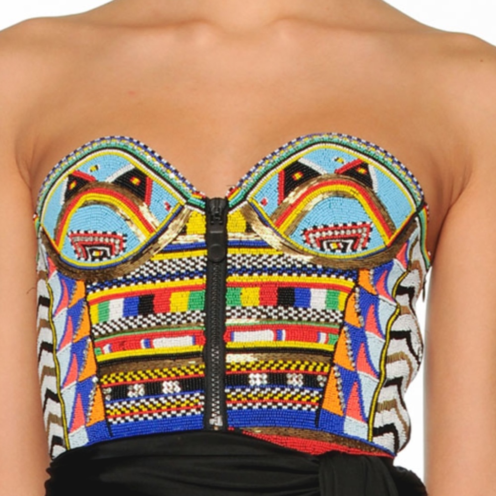 NEW! RARE Emilio Pucci Tribal Beaded Bustier Dress - Picture 6 of 15